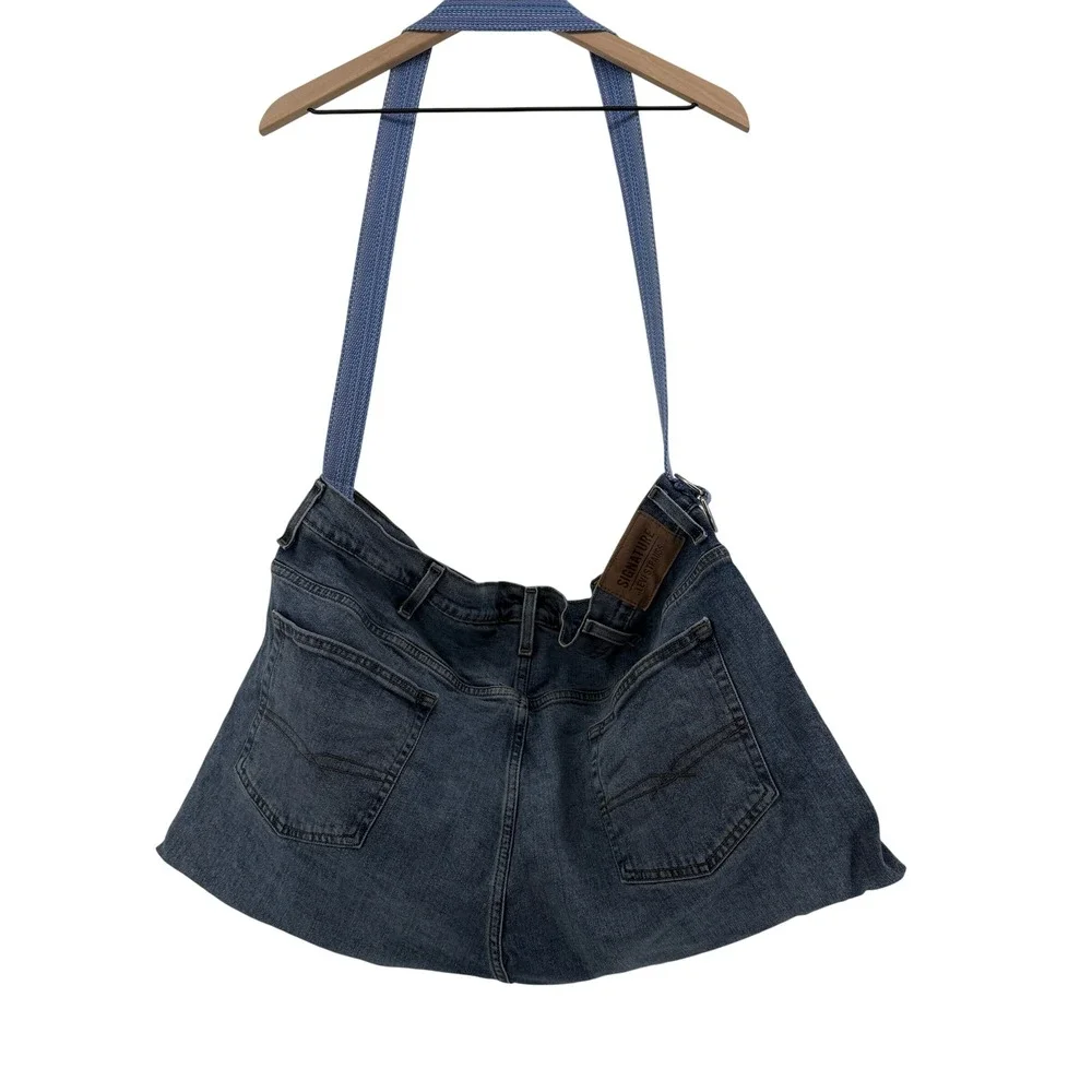 Handmade Levi's Denim Shoulder Bag OOAK Rework Jeans Purse Floral Boho Large 26
